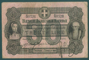 Banca Agricola Sarda 30 Lire 1/1/1880 - ... 