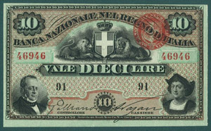 Banca Nazionale del Regno d’Italia 10 Lire ... 