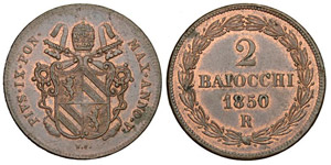 Roma 2 Baiocchi 1850 - Roma – Pio IX ... 