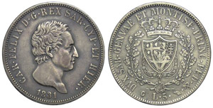 Savoia 5 Lire 1831 Torino - Savoia – Carlo ... 