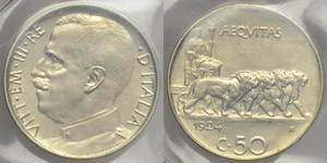 50 Centesimi “Leoni” 1924 C/ Liscio - ... 