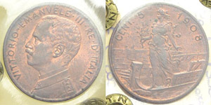 5 Centesimi “Italia su Prora” 1908 - ... 