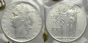 100 Lire “Minerva” 1955 - Repubblica ... 