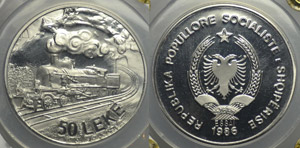 Albania 50 Lek 1986 Ferrovia ESSAI Platino - ... 