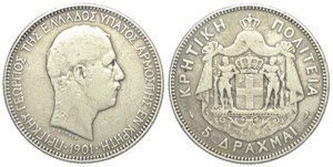 Creta 5 Dracme 1901 - Creta – Giorgio I ... 