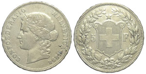 Svizzera / Confederazione 5 Franchi 1894 - ... 