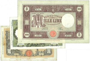 Banca d’Italia - Lotto di 3 banconote - ... 