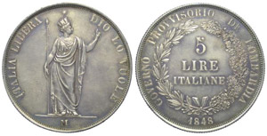 Milano 5 Lire 1848 - Milano – Governo ... 