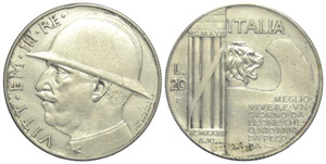 20 Lire “Elmetto” 1928 - Regno ... 