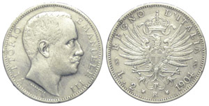 2 Lire “Aquila Sabauda” 1904 - Regno ... 