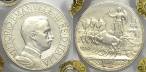 2 Lire “Quadriga Veloce” 1910 q.SPL - ... 