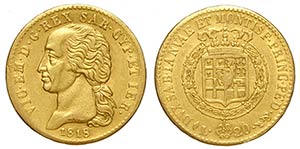 Savoia, Vittorio Emanuele I, 20 Lire 1818, ... 