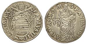 Roma, Paolo IV (1555-1559), Giulio, Ag mm 26 ... 