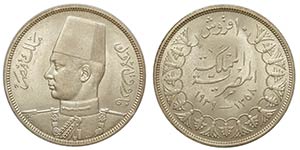 Egypt, Farouk, 10 Piastres 1939, Ag mm 33 ... 