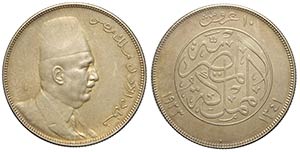 Egypt, Ahmed Fuad I, 10 Piastres 1923, Ag mm ... 
