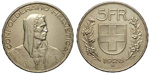 Switzerland, Confederation, 5 Francs 1926, ... 