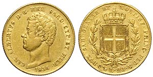Savoia, Carlo Alberto, 20 Lire 1836, Au mm ... 