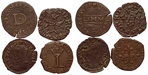 Desana, lotto di 4 monete : Liard 1584 ... 