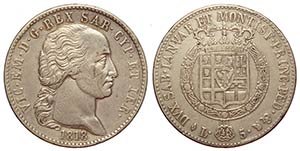 Savoia, Vittorio Emanuele I, 5 Lire 1818, ... 