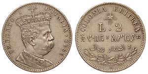 Regno dItalia, Umberto I Colonia Eritrea, 2 ... 