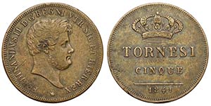 Napoli, Ferdinando II di Borbone, 5 Tornesi ... 