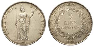 Milano, Governo Provvisorio, 5 Lire 1848, ... 