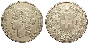 Switzerland, Confederation, 5 Francs 1895, ... 