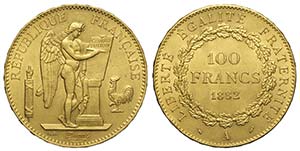 France, Republic, 100 Francs 1882-A, Au mm ... 