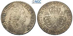 France, Louis XIV, Ecu 1709-A, Ag mm 42 g ... 