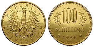 Austria, Republic, 100 Schilling 1926, Au mm ... 
