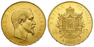 France, Napoleon III, 50 Francs 1855-A, Au ... 
