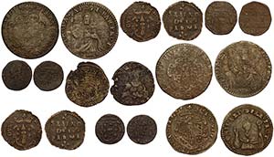 Parma, 5 monete di Ranuccio II Farnese ... 