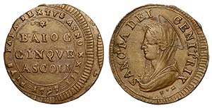 Ascoli, Pio VI, Madonnina 1797-TM anno ... 
