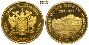 Saint Kitts & Nevis, 100 Dollars ND-1982 ... 