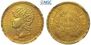 Napoli, Gioacchino Napoleone Murat, 40 Lire ... 