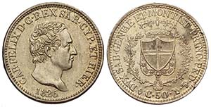 Savoia, Carlo Felice, 50 Centesimi 1826 ... 