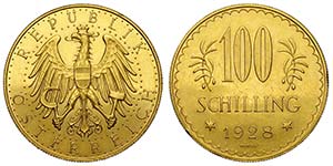 Austria, Republic, 100 Schilling 1928, Au mm ... 