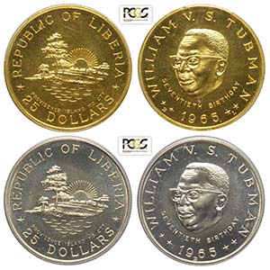 Liberia, Republic, Lot: Gold 25 Dollars ... 