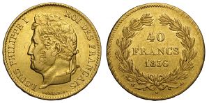 France, Louis Philippe, 40 Francs 1836-A, Au ... 