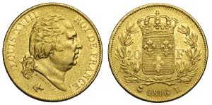 France, Louis XVIII, 40 Francs 1816-L, Au mm ... 