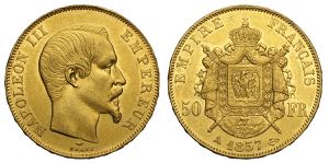 France, Napoleon III, 50 Francs 1857-A, Au ... 