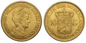 Netherlands, Wilhelmina I, 10 Gulden 1913, ... 