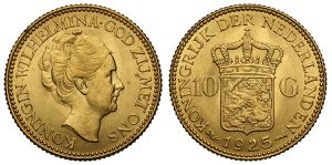 Netherlands, Wilhelmina I, 10 Gulden 1925, ... 