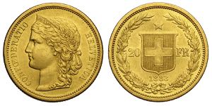 Switzerland, Confederation, 20 Francs 1883, ... 