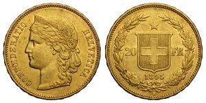 Switzerland, Confederation, 20 Francs 1895, ... 