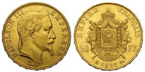 France, Napoleon III, 50 Francs 1866-A, Au ... 