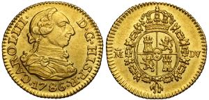 Spain, Carlos III, 1/2 Escudo 1786-DV ... 