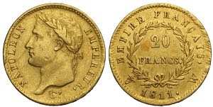 France, Napoleon I Emperor, 20 Francs 1811-W ... 
