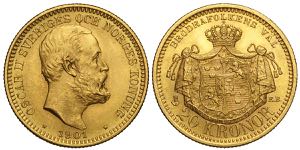 Sweden, Oscar II, 20 Kronor 1901-EB, Au mm ... 
