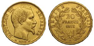 France, Napoleon III, 20 Francs 1853-A, Au ... 